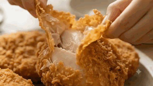 1. Gà rán, thịt tẩm bột chiên → Bỏ lớp chiên xù, nhưng vẫn ăn phần thịt đã thấm gia vị bảo toàn thưởng thức mùi vị